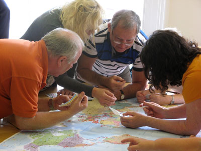 “Destinations – Explored and to be Explored: Gateshead Carers” (2012): world map (102cm x 138cm), stickers